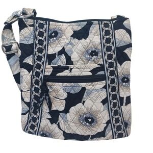 Vera Bradley Camillia Quilted Cotton Hipster Crossbody Bag Black White Floral